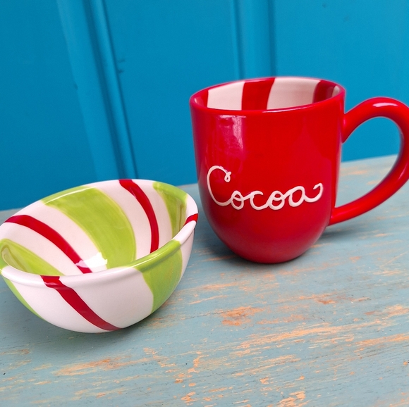 Mug & Peppermint Bowl Santas Cocoa Cup by Hallmark Holiday Christmas Candy Dish - Picture 2 of 12